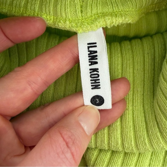 Ilana Kohn 100% Cotton Green Ribbed Turtleneck Midi Dress Size 3 / Large - Picture 5 of 8